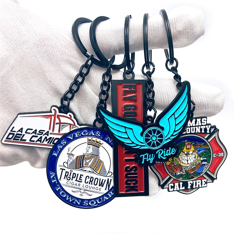 Make Your Own Logo Custom Keychain Charms 2d 3d Zinc Alloy Iron Metal Key Ring Soft Enamel Black Key Chains for Children