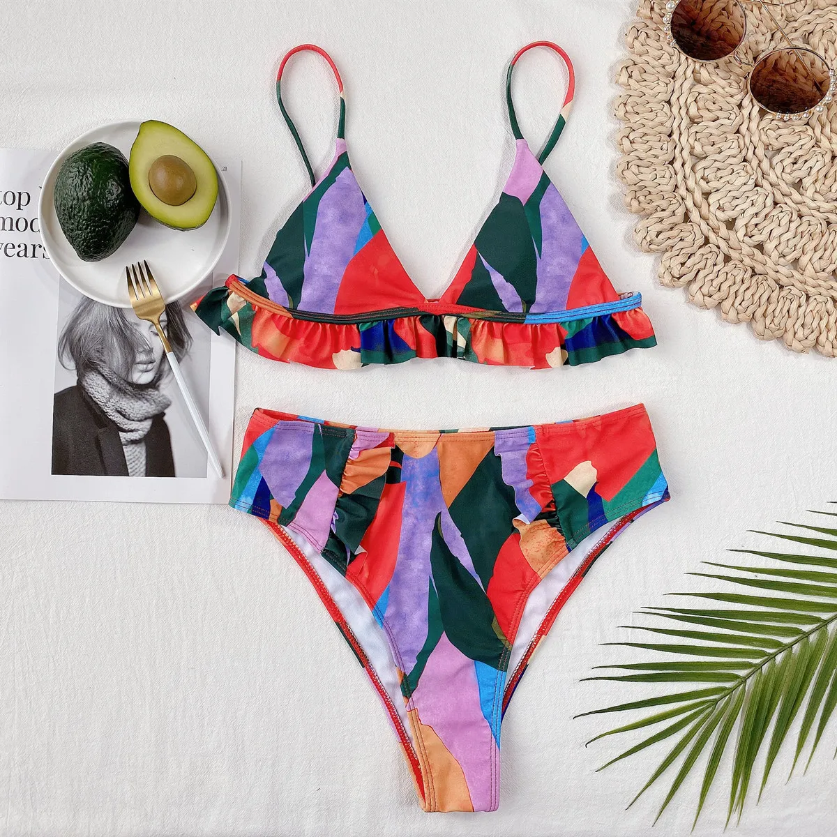 romwe ditsy floral bikini