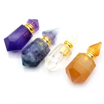Natural luxury perfume Pull out type essential oils bottle Taper pillar clear bullet Point pendant with wand stick for necklace