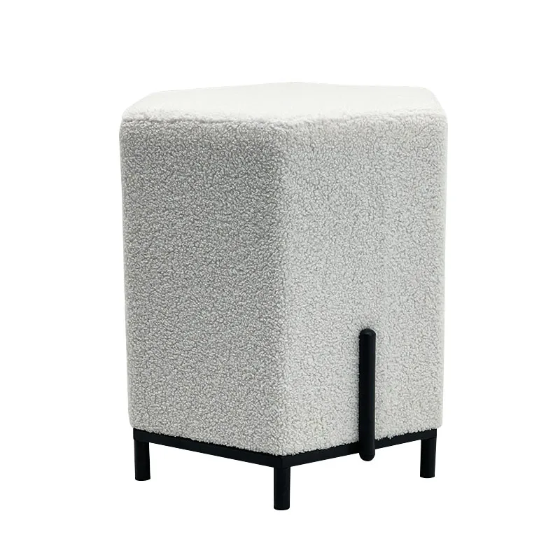 Hot Sale Living Room Furniture Ottoman Design Pouf with Gold Leg
