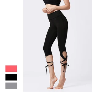 Women's High Waist Gym Leggings Camel Toe Cross Ballet Dance Sports Workout Fitness Bandage Yoga Pants Solid Pattern Digital
