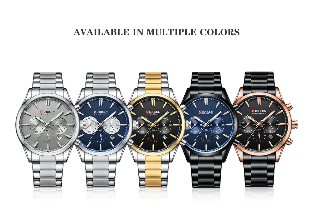 8446 Новые Роскошные Кварцевые наручные часы с хронографом, повседневные спортивные многофункциональные часы из нержавеющей стали