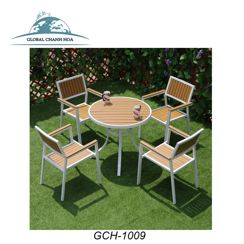 Outdoor Weather Resistant Garden Patio Furniture Round Metal Dining Table 