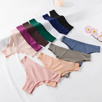 Female Underwear Tanga Seamless Ice Silk Sports Panties For Woman Wholesale In Stock