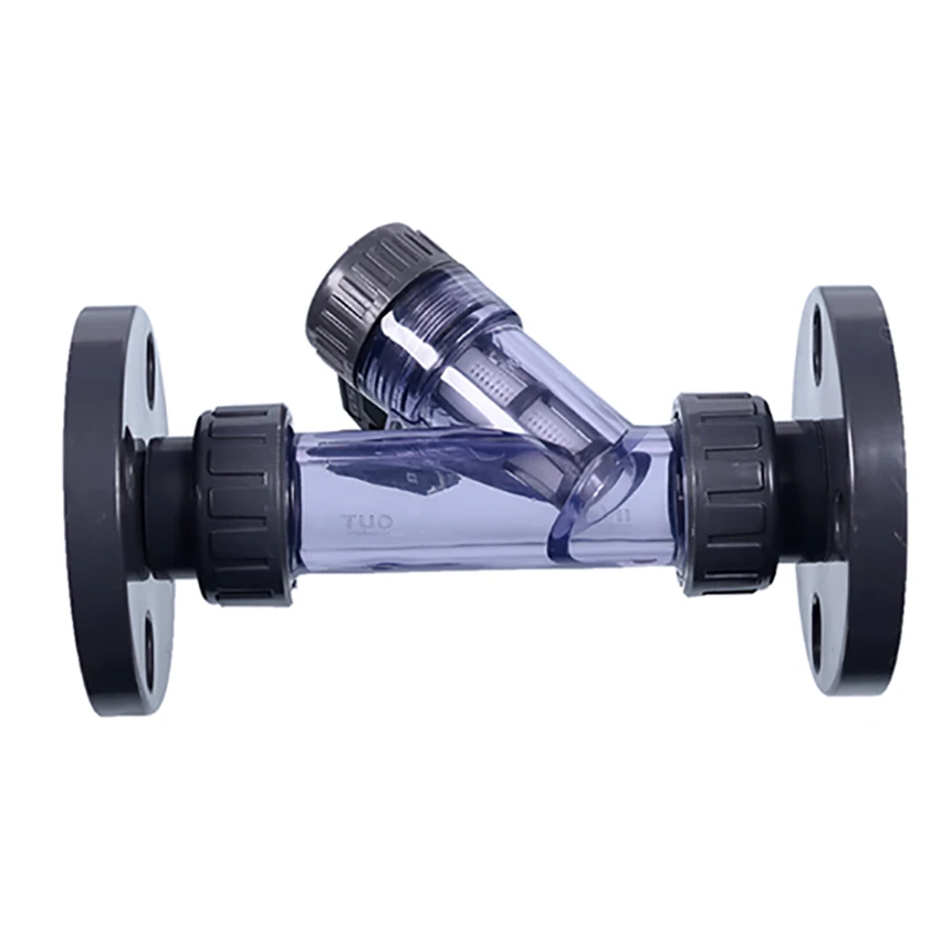 Flanged Clear Transparent UPVC PVC Y Type filter valve strainer for chemical industry pipe