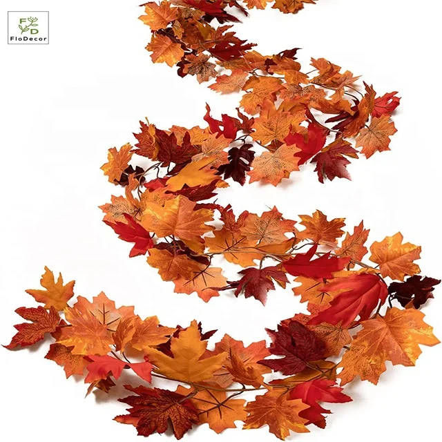 Hot Sale Artificial Autumn Maple Leaf Foliage Fall Garland Christmas Thanksgiving Halloween Accessories Decorations Hanging Vine