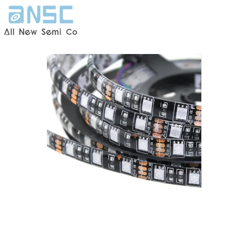 A2-White 300 leds Black PCB LED Strip 5050 DC12V Flexible LED Light 60 LED/m 5m/lot RGB White