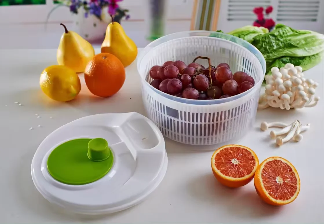 3l Salad Spinner Fruit Washer Bowl With Cover Multifunction Manual