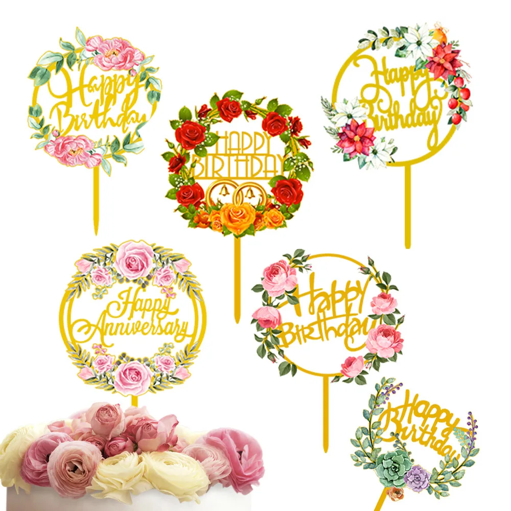 Happy Birthday Acrylic Cake Toppers Cake Party Wedding Anniversaire  Decoration