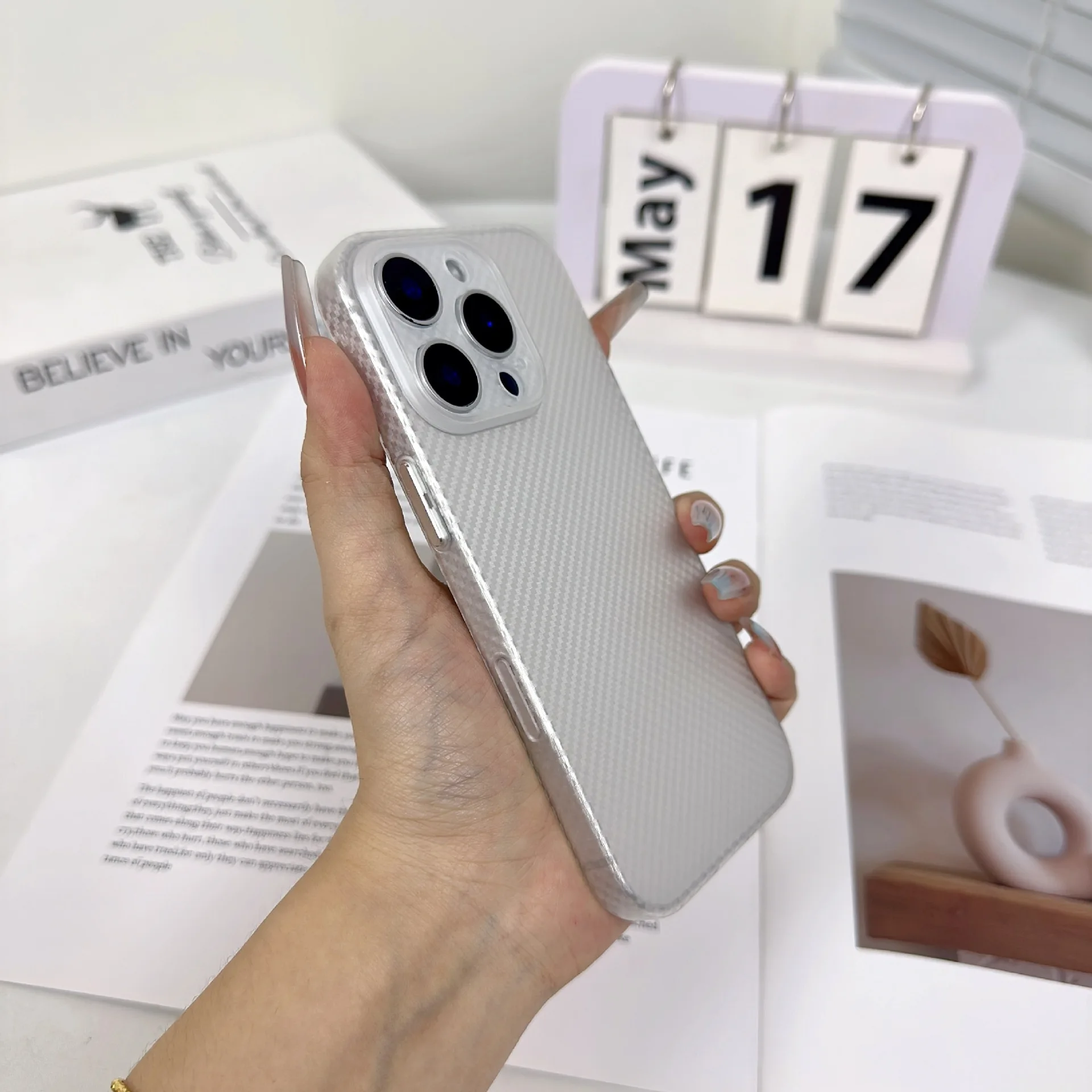 product ultra thin carbon fiber soft mobile phone case for iphone 17 pro max business anti scratch back shockproof full camera cover-4