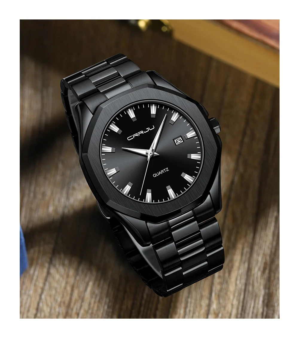 Crrju 5004 Men Watches Stainless Steel Trend Design Sport Watch Waterproof Big Dial Golden Luxury Japan Quartz Wristwatches