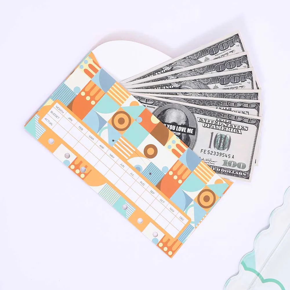 12pcs Assorted Colored Cash Envelopes For Budgeting For A6 6ring
