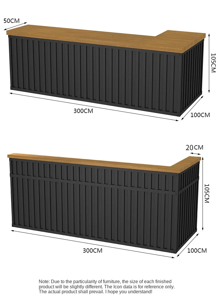 Retro Industrial Style Solid Wood Bar Counter Restaurant And Cafe