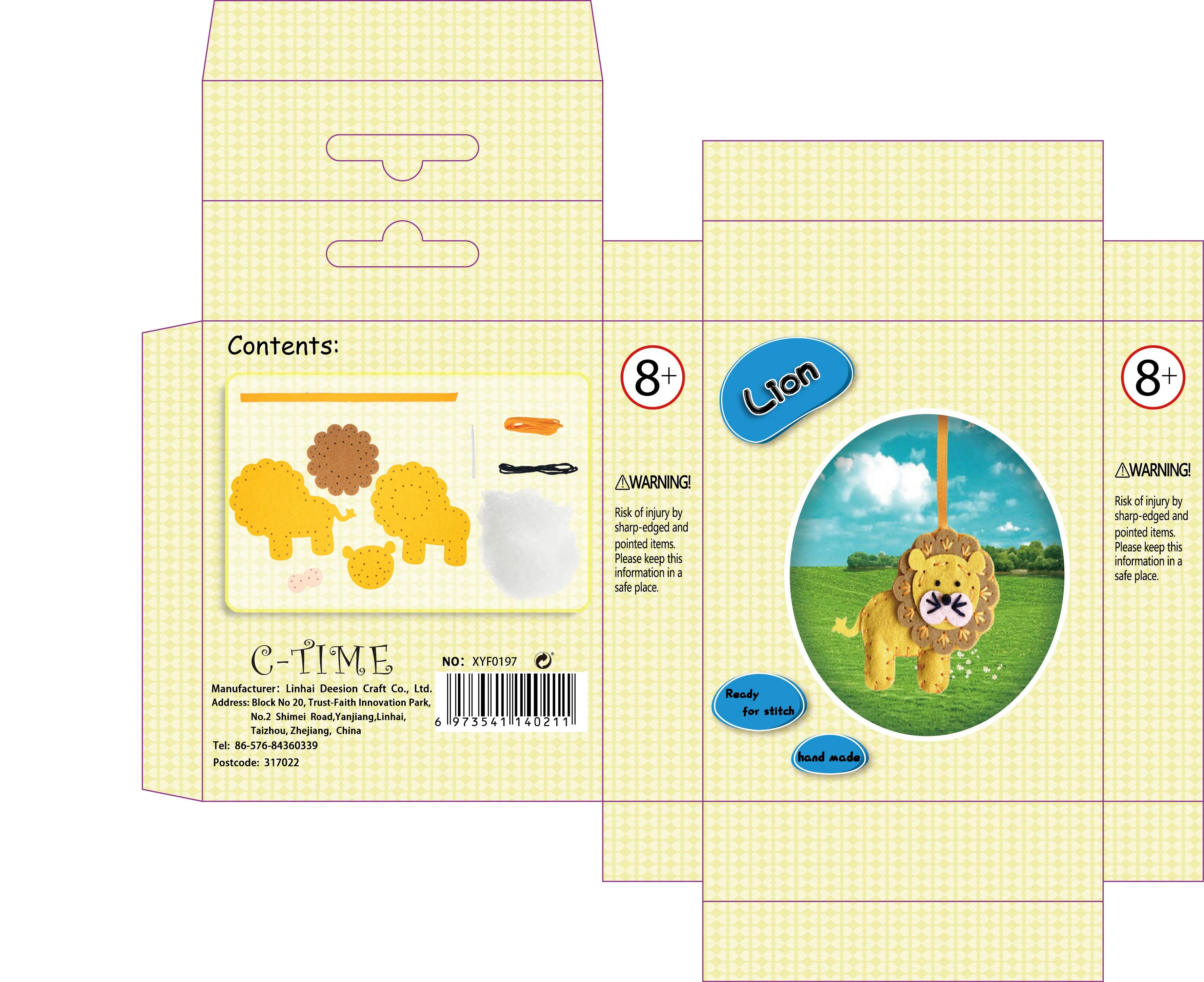 Нетоксичный экологически чистый войлок набор «сделай сам» животное Лев готовый к стежку обучение шитью искусство и ремесло для