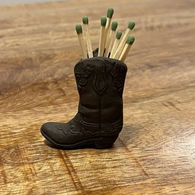 Uobobo Ceramic Cowboy Cowgirl Boot Match Stick Holder Package Match Jar