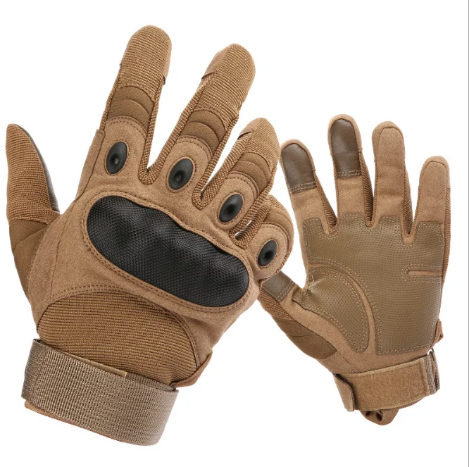 brown military gloves