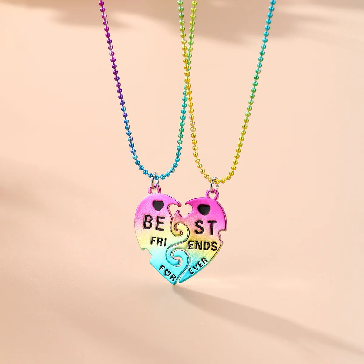 Cute Colorful Couple Broken Heart Pendant BFF Necklaces