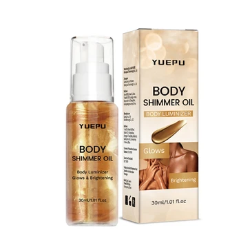 Natural Organic Skin Moisturizing Vegan Glitter Body Oil Makeup Face Glow Bronzer Highlighter Liquid Glitter Body Shimmer Oil