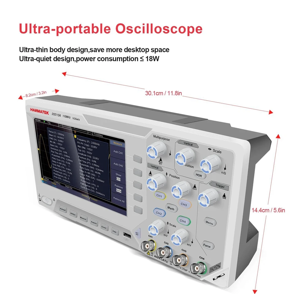 HANMATEK DOS1104 Standard Set Digital Oscillator 110MHz 4-Channel 1GS/s  Oscilloscope with 7-inch TFT Screen| Alibaba.com