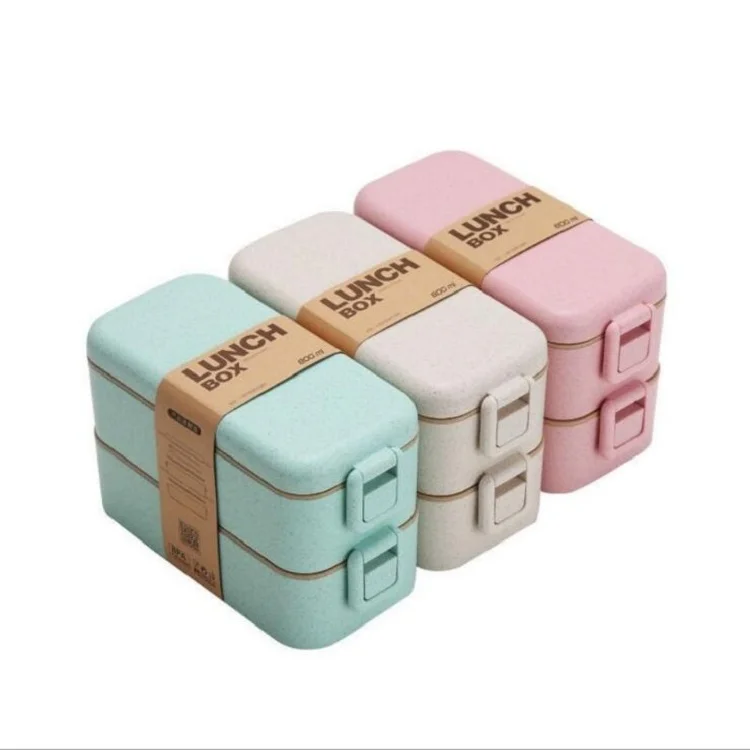 Cheap Environmentally Friendly Office Bento Boxes Heatable Japanese Stack Container Recycled Lunch Box