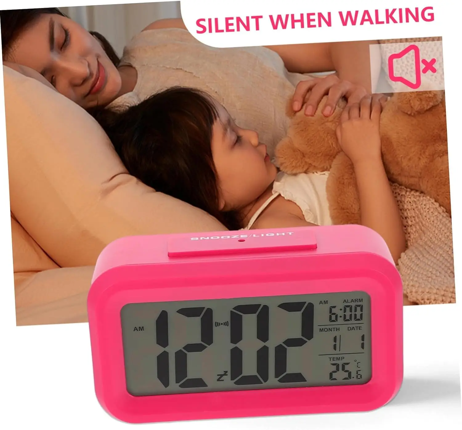Intelligent Electronic Alarm Clock Mini Desktop Desk Clock for Students Children Square-shaped with Multifunctional Features