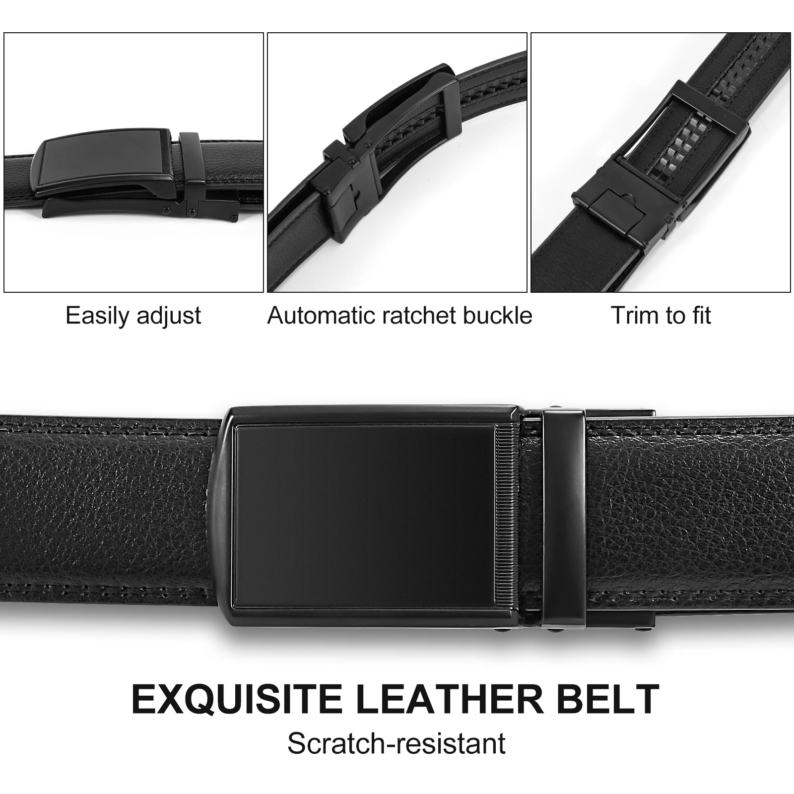One Stop Belt Purchasing Genuine Leather Automatic Ratchet Buckle Real ...