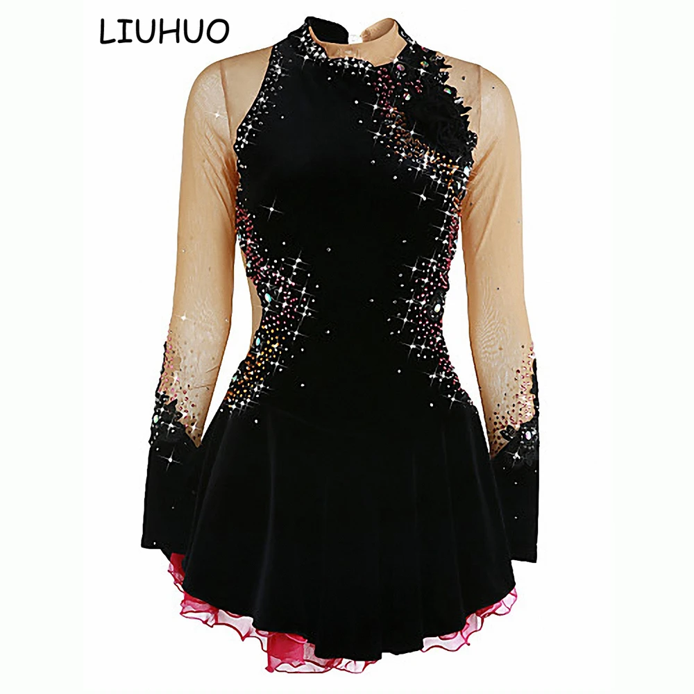 Платье для фигурного катания для выступлений фото Liuhuo vestido de patinação personalizado, saia de gelo para meninas e mulheres 