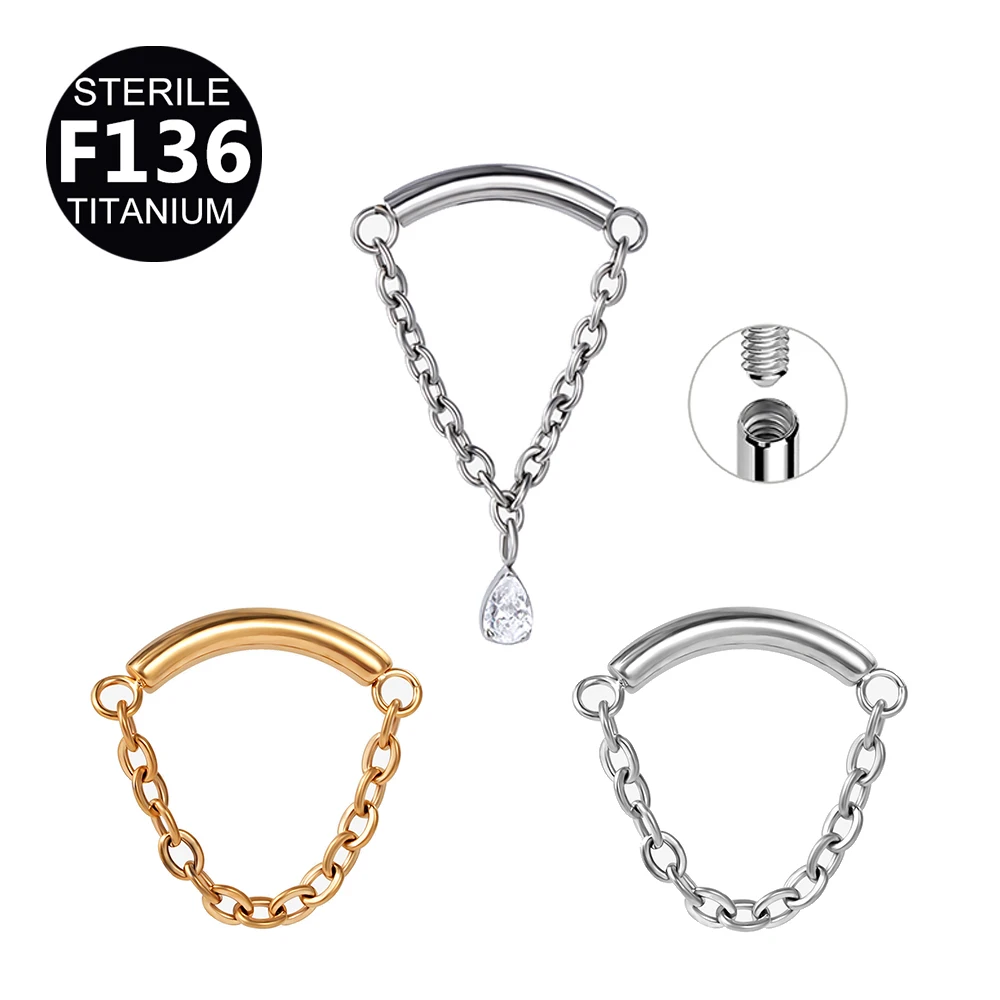 Implant G23 Titanium Chain Threaded Ends Ear Piercing Helix Daith Cartilage Wholesale Body Jewelry