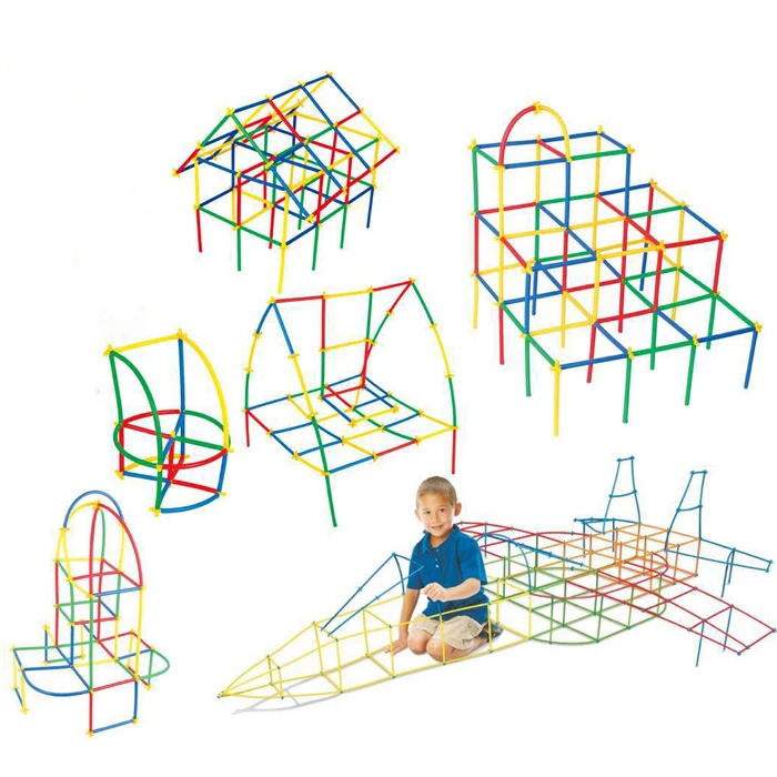 Kids 4D Straw Interlocking Educational Toys Plastic Building Block Bricks Sets
