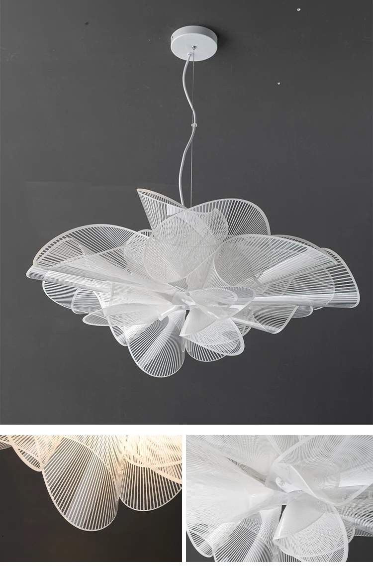 Nordic Creative LED Pendant Light Italian Designer White Flower Pendant Lamp for Living Room Bedroom