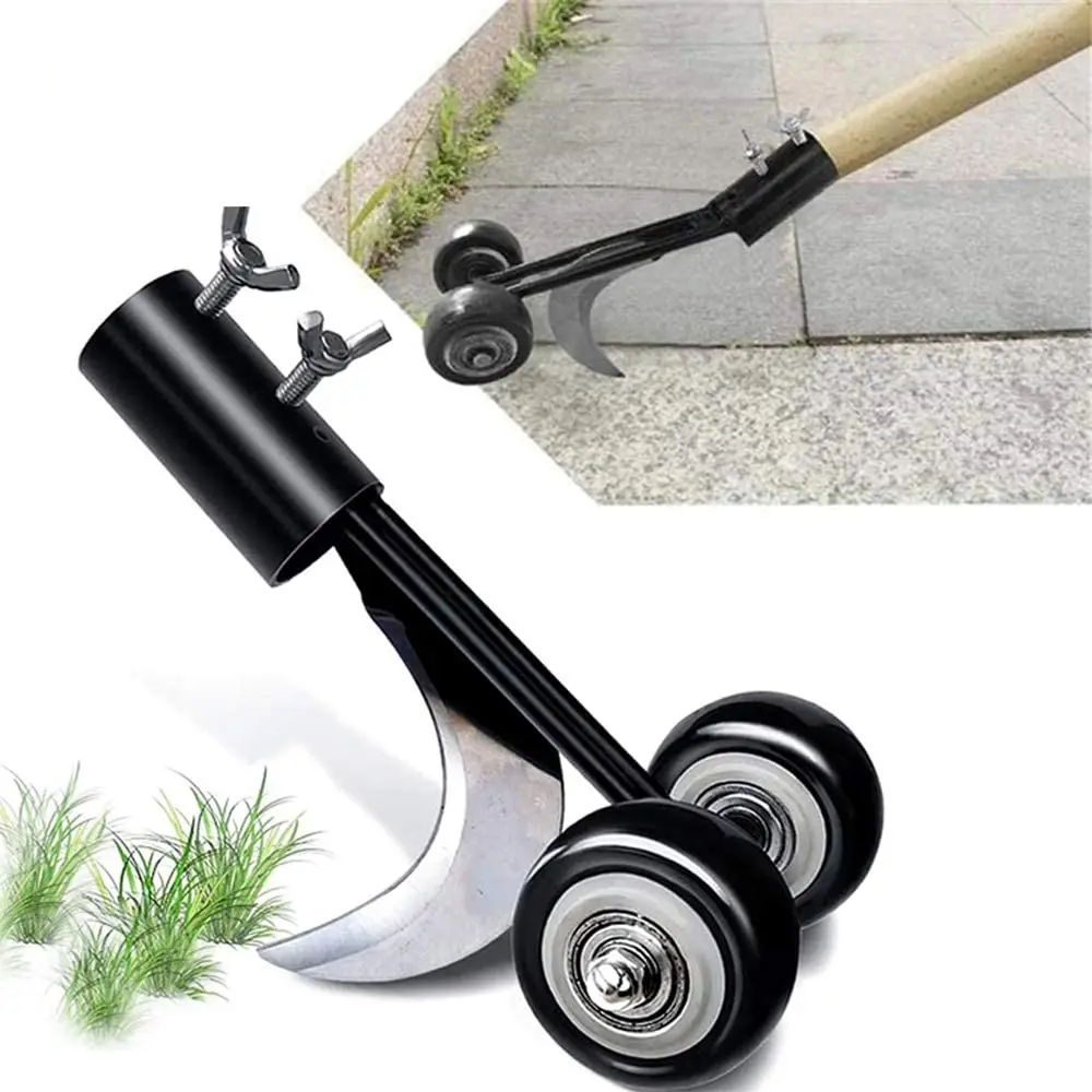 Household Manual Crack Weeding Tool With Wheels Garden Weed Remover