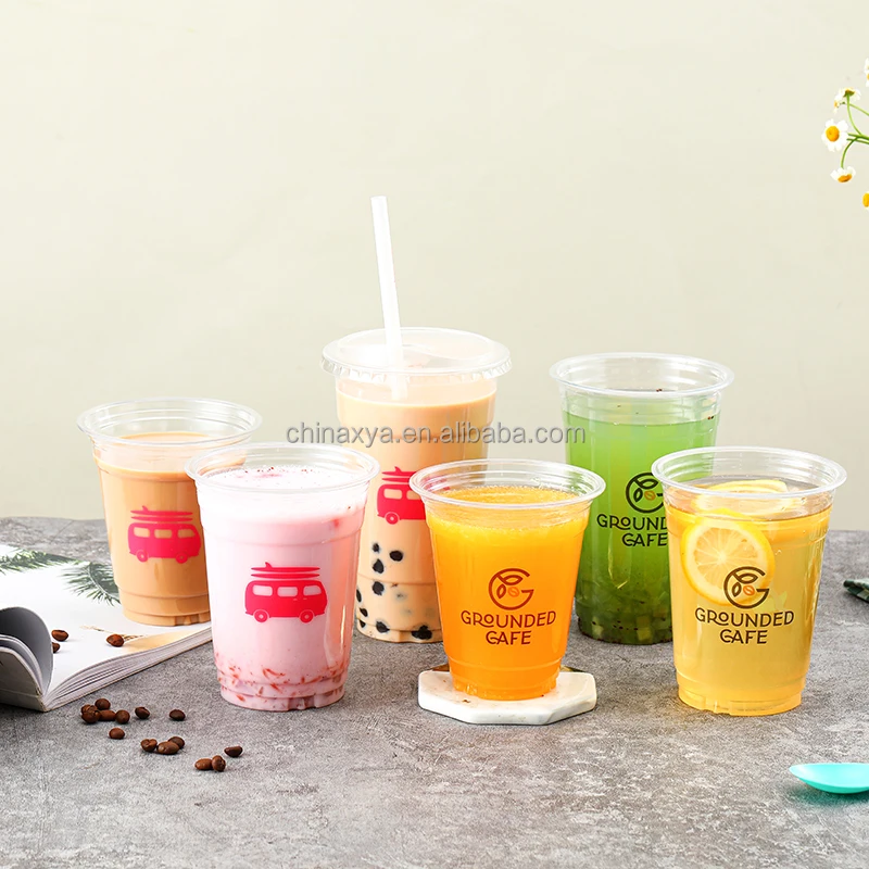 12oz clear logo printing plastic pet slush ice cups with custom logo Plastic PET cold coffee cup details