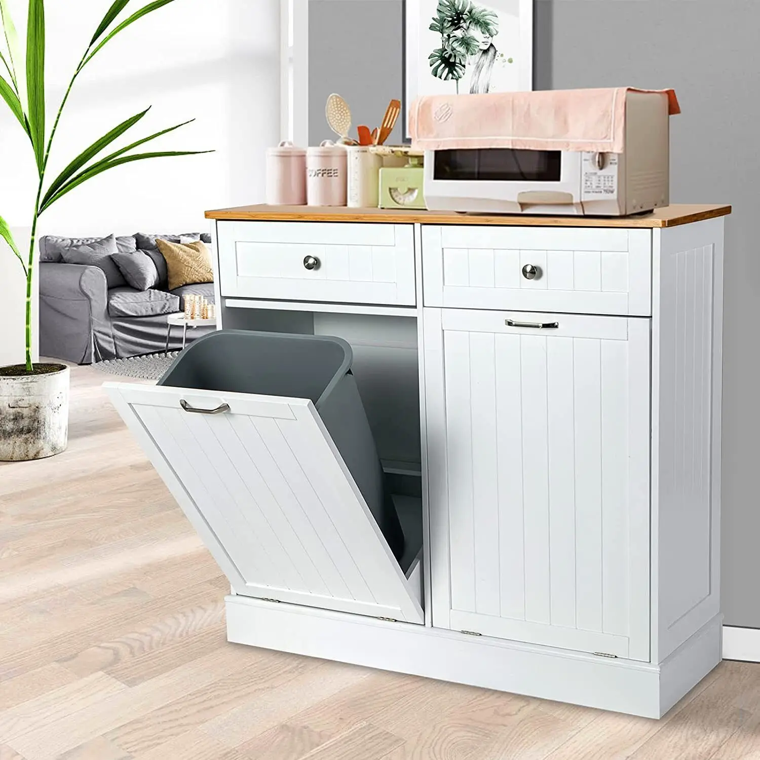 Hanging Kitchen Trash Can Waste Bins Folding Trash Can Tilt Out