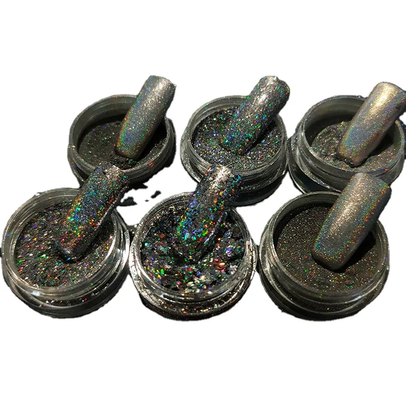 Cosmetics Eyeshadow Chrome Pigment Multicolor Laser Silver Holographic