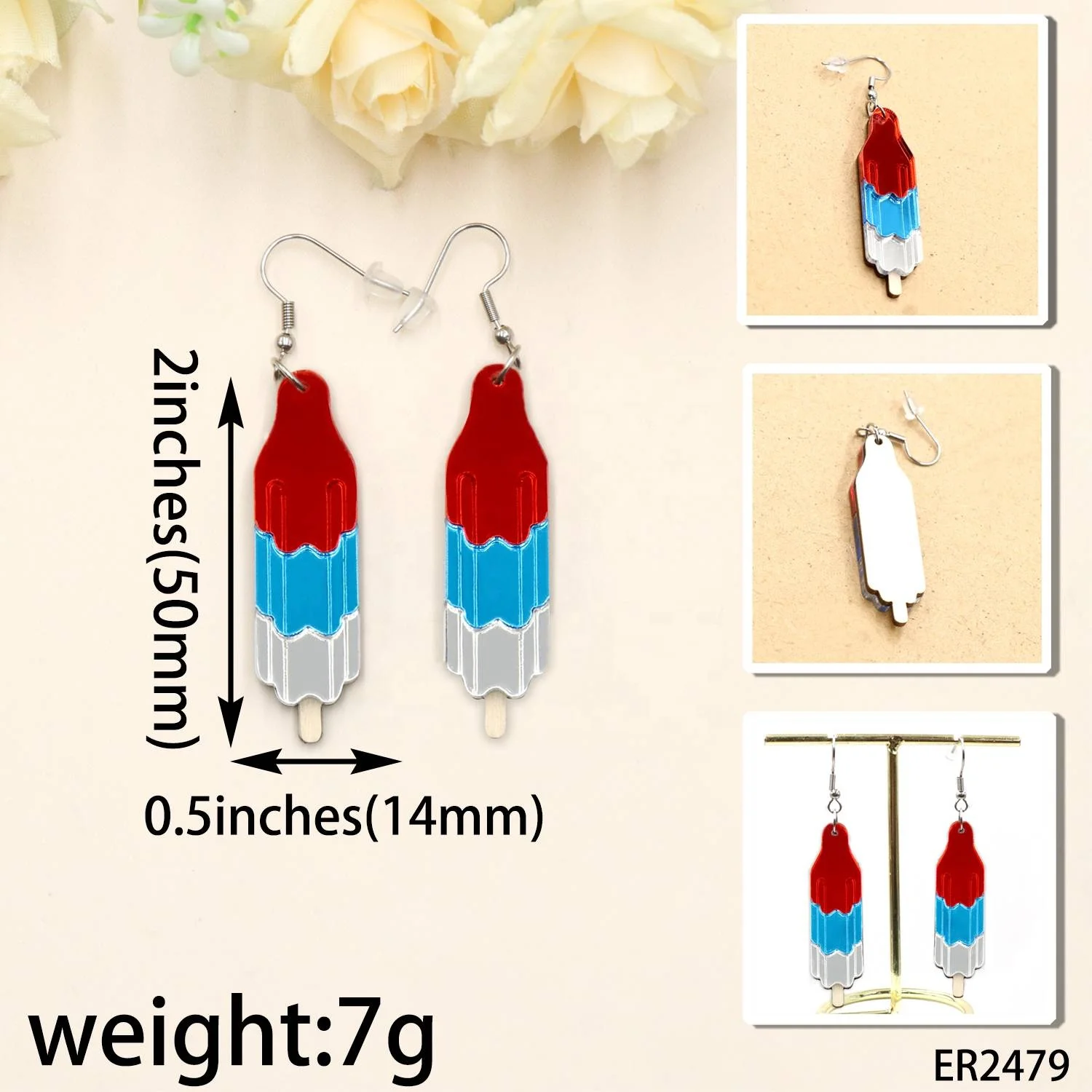 YCXER2479 Unisex Drop Earrings Latest Design Acrylic Popsicle for Wedding Party Engagement or Gift Cute Style details