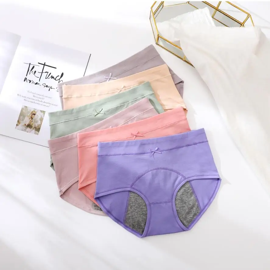 Period Underwear for Women Menstrual Panties Womens Leak Proof Mid Waist Cotton Postpartum Ladies Panties Briefs Girls 