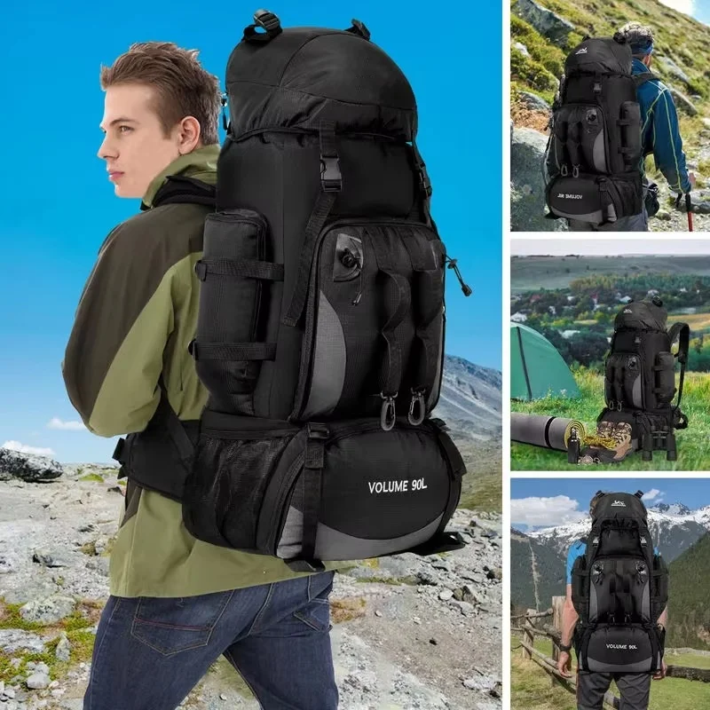 90l large hiking mountaineering backpack Unineovo with Rain Cover, Camping Backpack, Lightweight Travel Daypack for Hiking Climbing Camping Touring : Sports & Outdoors About 90 liters Approx Size 90L Waterproof Hiking Backpack Large