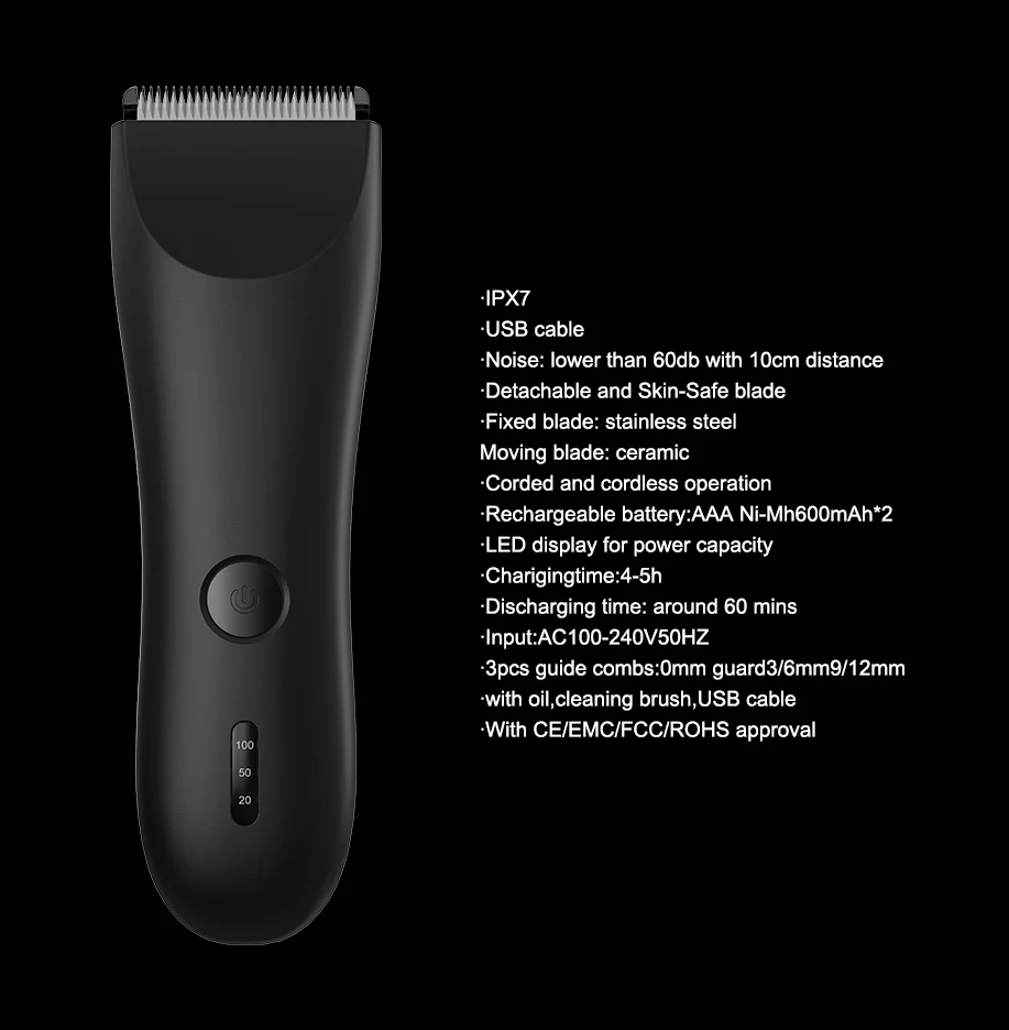 Electric Body Hair Trimmer Professional Custom Wholesale Waterproof For