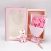 Pink card box with 7 roses bouquet pink