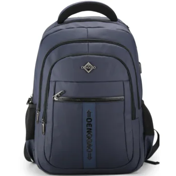 Denggao 18 inches custom logo waterproof leather film material leisure business men work travel laptop backpack
