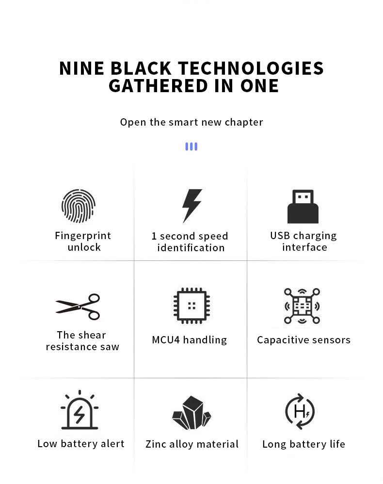 Hot Sale Electronic Fingerprint Padlock Waterproof Small Smart Keyless