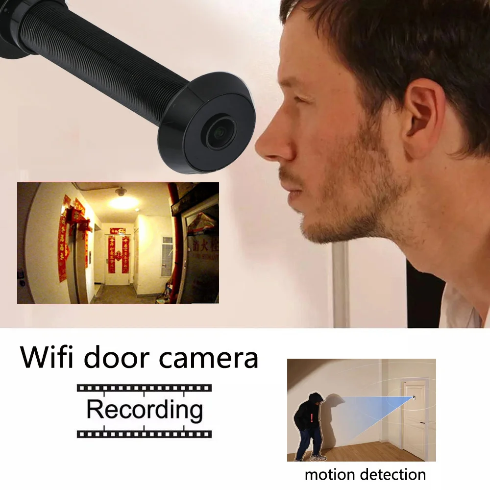 180 Degree P2p Night Vision Home Smart Door Viewer Camera Wifi Motion Detection Fisheye Peephole Door Eye Camera Peephole Tuya Alibaba