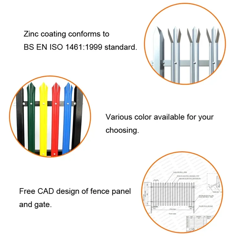 Sliding Gate Design Spear Fencing Flat Spear Top Metal Fence Panel