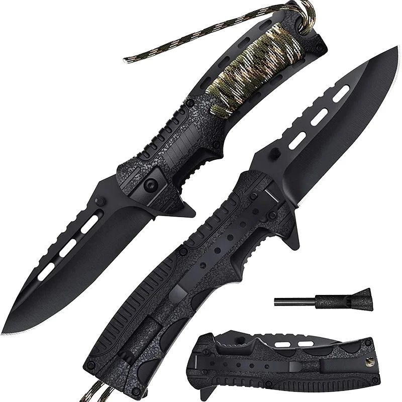 Outdoor Folding Pocket Knife with Fire Starter Stainless Steel Blade Portable Camping Utility Tool OEM Custom Logo - view 1