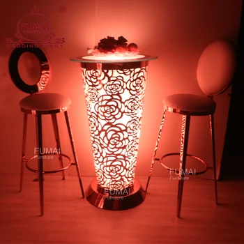 Hot Sale Nightclub Outdoor Bar Cocktail Table /Light Up Led Round Party Table