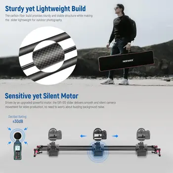 NEEWER 47.2/120cm Motorized Camera Slider, App Wireless Control Carbon Fiber Dolly Rail Slider, Support Video Mode, Time Lapse detail image
