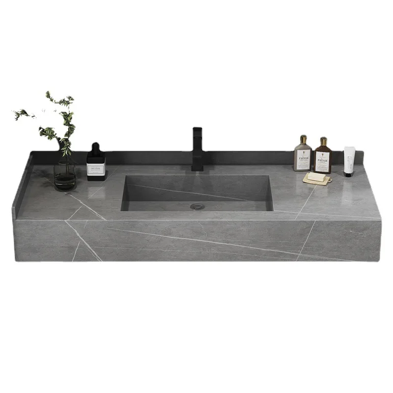 Hotel Floating Marble Ceramic Countertop Integrated Wash Basin Modern Rock Slab Under Counter Bathroom Sink