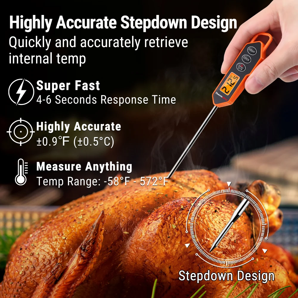 1pc, Thermometer, Deep-frying Thermometer With Dial, Oven Thermometer With  Long Probe For Instant Reading, Used For Cooking, Baking, Barbecue, BBQ, Ch