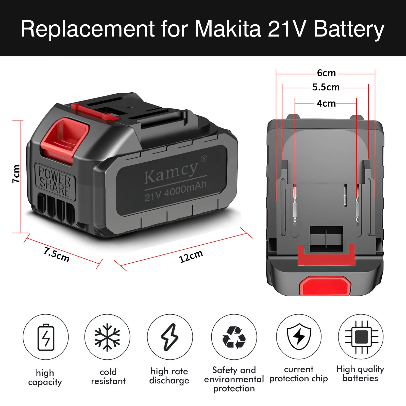 21V Battery Pack for Makita Lithium Ion Replacement Battery  Compatible With 21V Makita Battery Power Tools