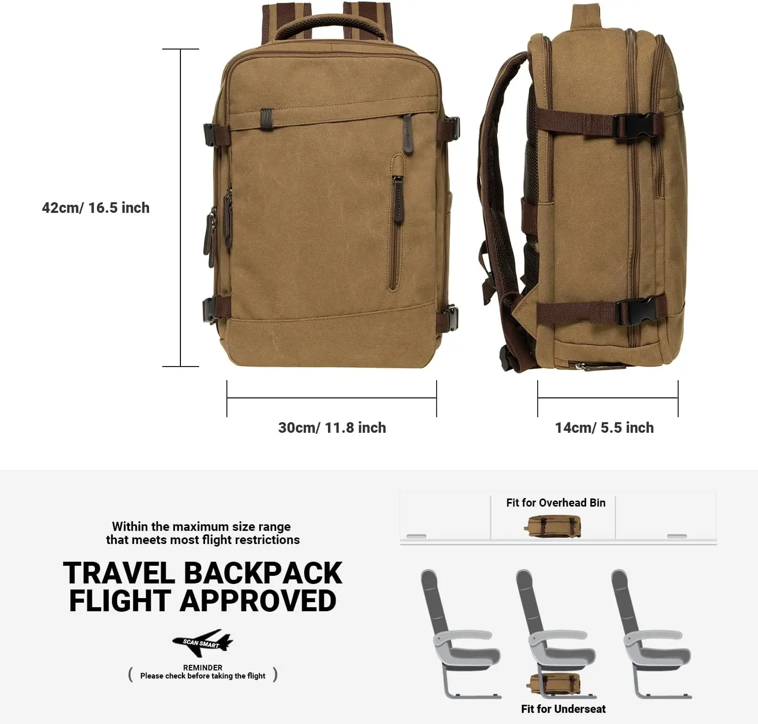 product travel backpack flight approved carry on backpack with shoe pouch and 156 inch laptop 40l luggage casual bag-29